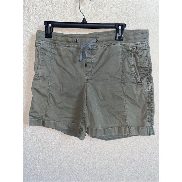 Eddie Bauer Womens Cargo Shorts Green 12 Hiking Utility Drawstring Camping - Picture 1 of 9